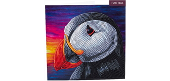 Crystal Art Card Kit Puffin Sunset 18 x 18 cm