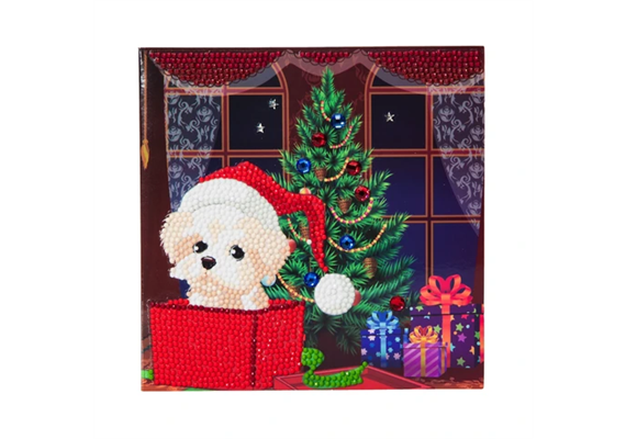 Crystal Art Card Kit "Puppy for Christmas" 18 x 18 cm