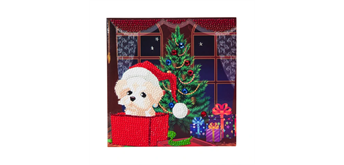 Crystal Art Card Kit "Puppy for Christmas" 18 x 18 cm