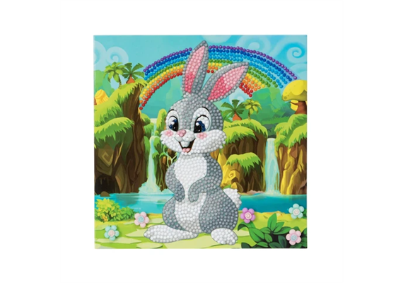 Crystal Art Card Kit "Rabbit Wonderland" 18 x 18 cm