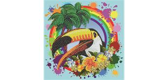 Crystal Art Card Kit "Rainbow Toucan" 18 x 18 cm