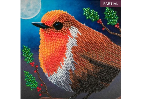 Crystal Art Card Kit Robin 18 x 18 cm