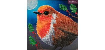 Crystal Art Card Kit Robin 18 x 18 cm