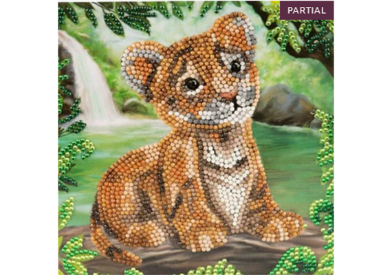 Crystal Art Card Kit Tiger Cub 18 x 18 cm