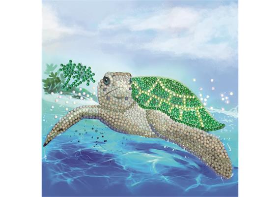 Crystal Art Card Kit "Turtle Paradise" 18 x 18 cm
