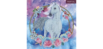 Crystal Art Card Kit "Unicorn Garland" 18 x 18 cm