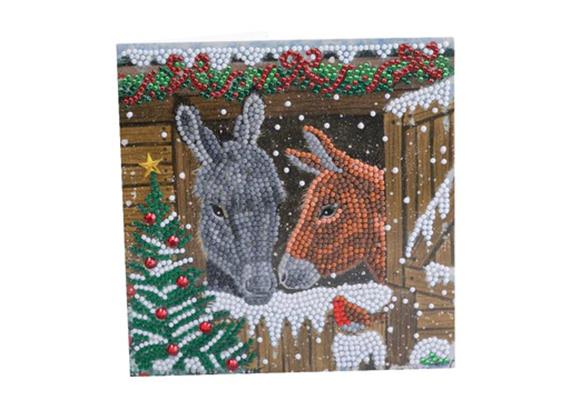 Crystal Art Card Kit Winter Donkeys 18 x 18 cm