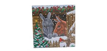 Crystal Art Card Kit Winter Donkeys 18 x 18 cm
