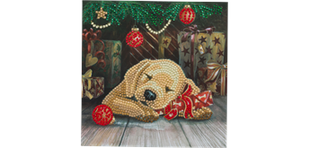 Crystal Art Card Sleepy Puppy 18 x 18 cm