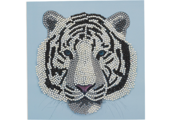 Crystal Art Card White Tiger Head 18 x 18 cm