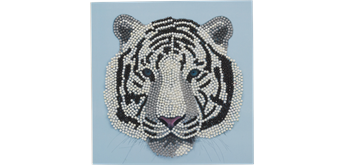 Crystal Art Card White Tiger Head 18 x 18 cm