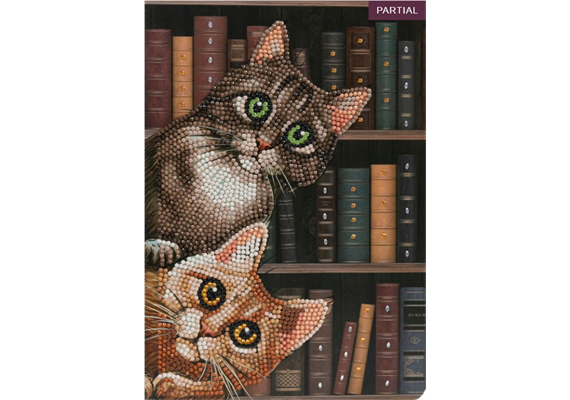 Crystal Art "Cats in the Library" Notizbuch Kit, 26 x 18 cm