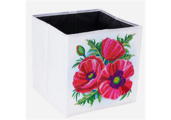 Crystal Art Folding Storage Box 30 x 30 cm - Pretty Poppies