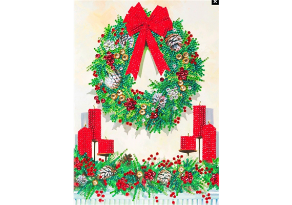 Crystal Art Giant Card Kit "Festive Wreath" 21 x 29 cm