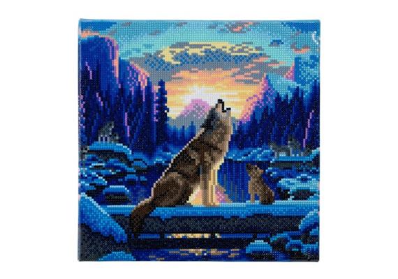Crystal Art Howling Wolves Framed Kit, 30 x 30 cm