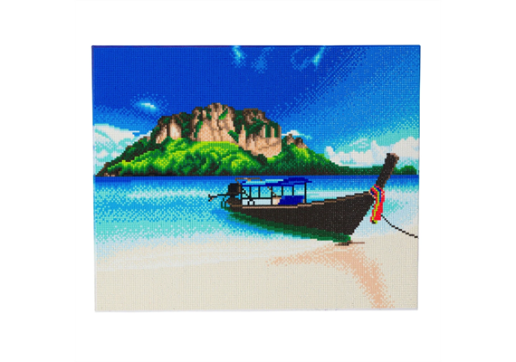 Crystal Art Kit "Beach Boat" 40 x 50 cm, mit Rahmen