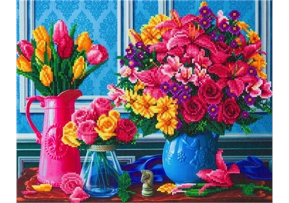 Crystal Art Kit "Beautiful Blooms" 40 x 50 cm, mit Rahmen