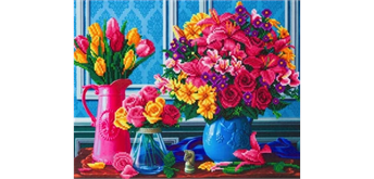 Crystal Art Kit "Beautiful Blooms" 40 x 50 cm, mit Rahmen