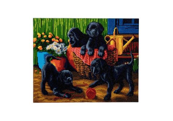 Crystal Art Kit "Black Labrador Pups" 40 x 50 cm