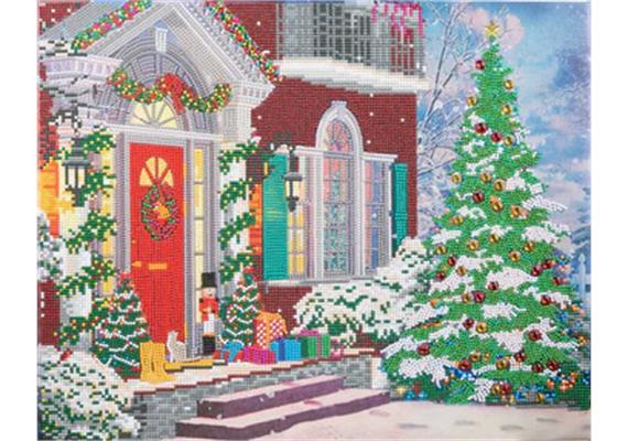 Crystal Art Kit Christmas House 40 x 50 cm, mit Rahmen