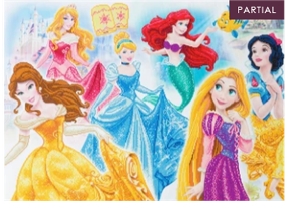 Crystal Art Kit "Disney Princess Medley" 90 x 65 cm, mit Rahmen