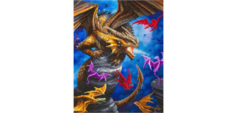 Crystal Art Kit "Dragon Clan" Anne Stokes, 40 x 50 cm, mit Rahmen