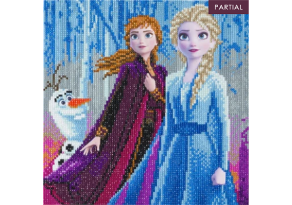 Crystal Art Kit "Elsa, Anna & Olaf" 30 x 30 cm, mit Rahmen