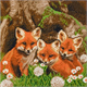 Crystal Art Kit "Fox Cubs" 30 x 30 cm, mit Rahmen