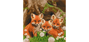 Crystal Art Kit "Fox Cubs" 30 x 30 cm, mit Rahmen