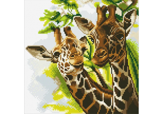 Crystal Art Kit "Freundliche Giraffen" 30 x 30 cm, mit Rahmen