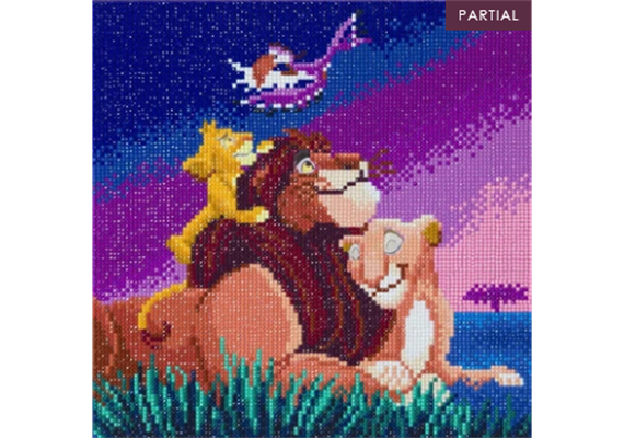 Crystal Art Kit "Lion King Family" 30 x 30 cm, mit Rahmen