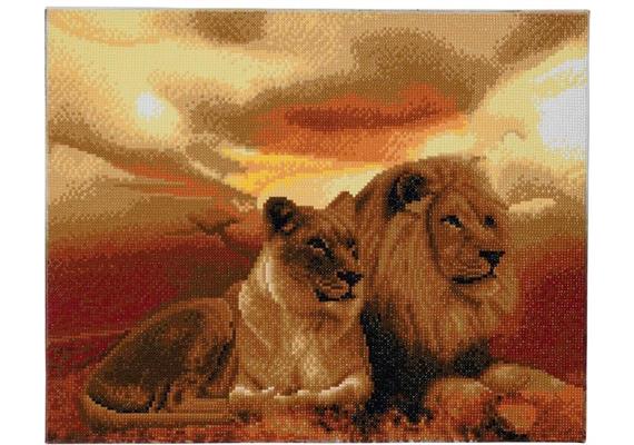 Crystal Art Kit "Lions of Savannah" 40 x 50 cm, mit Rahmen