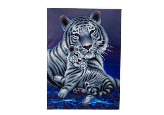 Crystal Art Kit "Loving Embrace White Tigers" 65 x 90 cm, mit Rahmen