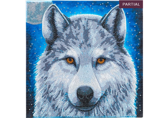 Crystal Art Kit Moonlight Wolf 30 x 30 cm, mit Rahmen