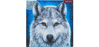 Crystal Art Kit Moonlight Wolf 30 x 30 cm, mit Rahmen