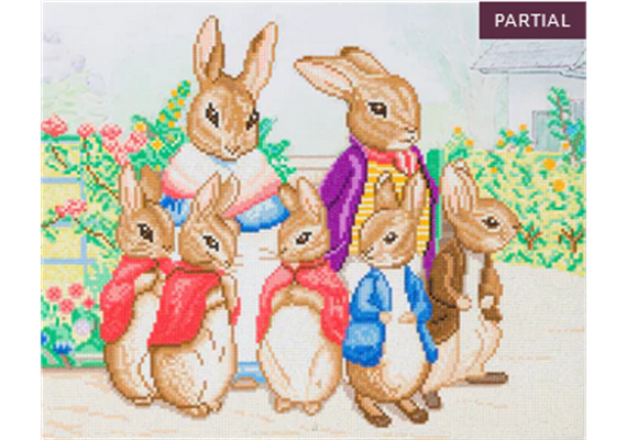 Crystal Art Kit "Peter Rabbit and Family", 40 x 50 cm, mit Rahmen