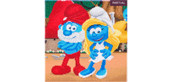 Crystal Art Kit "Smurfette und Papa Smurf" 30 x 30 cm, mit Rahmen