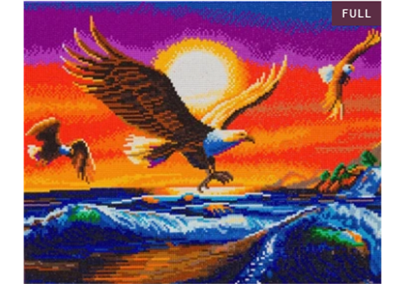 Crystal Art Kit "Sunset Eagles" 40 x 50 cm, mit Rahmen