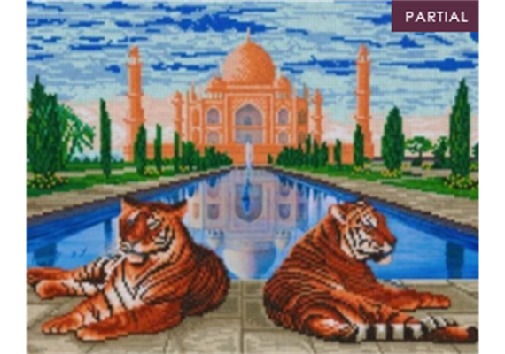 Crystal Art Kit "Taj Mahal Tigers" 40 x 50 cm, mit Rahmen