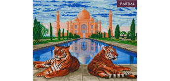Crystal Art Kit "Taj Mahal Tigers" 40 x 50 cm, mit Rahmen