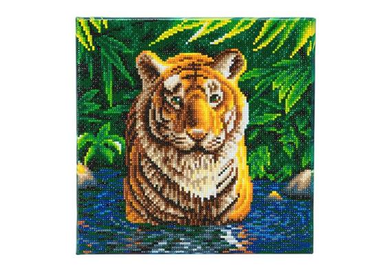 Crystal Art Kit Tiger im Wasser, 30 x 30 cm, mit Rahmen