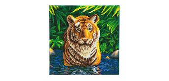 Crystal Art Kit Tiger im Wasser, 30 x 30 cm, mit Rahmen