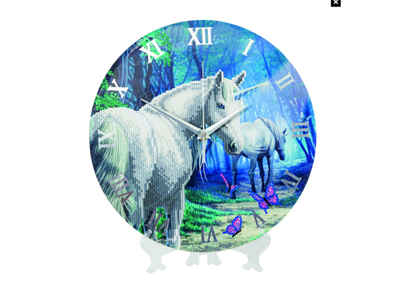 Crystal Art Kit "Unicorn" Clock/Uhr, 30 cm