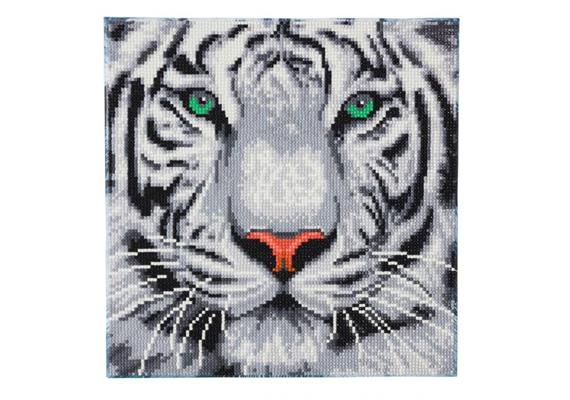 Crystal Art Kit "Weisser Tiger" 30 x 30 cm, mit Rahmen