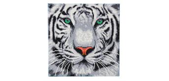 Crystal Art Kit "Weisser Tiger" 30 x 30 cm, mit Rahmen