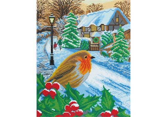 Crystal Art Kit "Wintery Robin" 40 x 50 cm