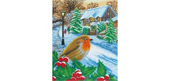 Crystal Art Kit "Wintery Robin" 40 x 50 cm