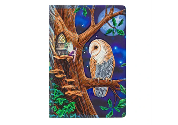 Crystal Art "Owl and Fairy Tree" Notizbuch Kit, 26 x 18 cm