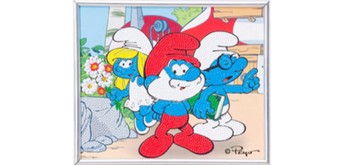 Crystal Art "Papa Smurf, Smurfette and Brainy" Bilderrahmen 21 x 25 cm