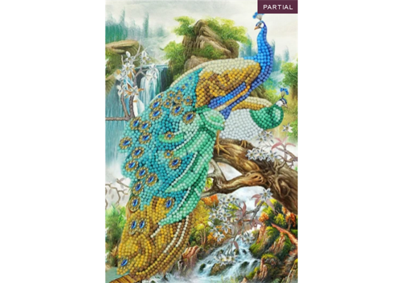 Crystal Art "Peacock Waterfall" Notizbuch Kit, 26 x 18 cm